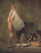 Jean Baptiste Simeon Chardin Cat skate oyster water and bread painting